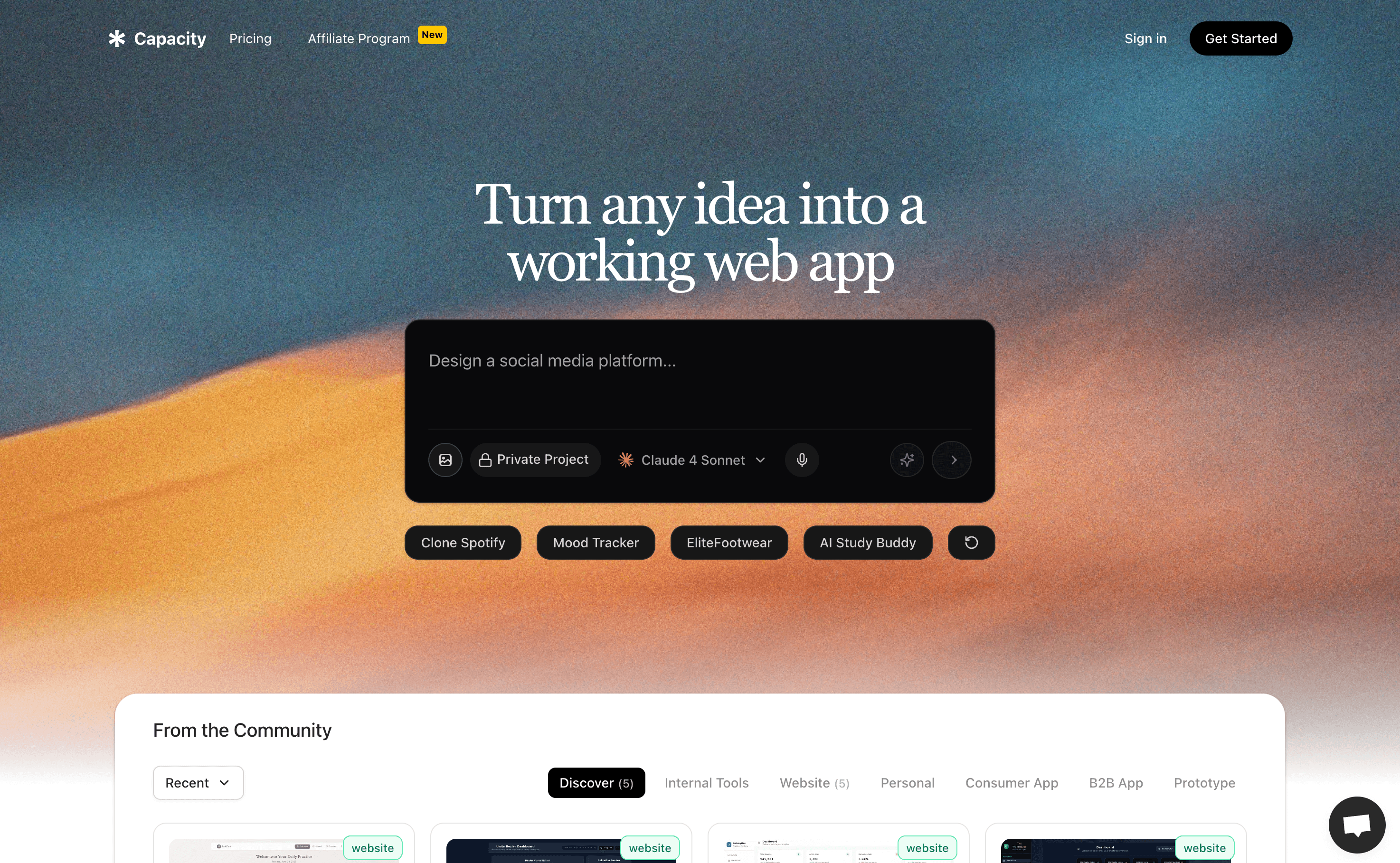Capacity - Build Full Stack Web Apps with AI in Seconds